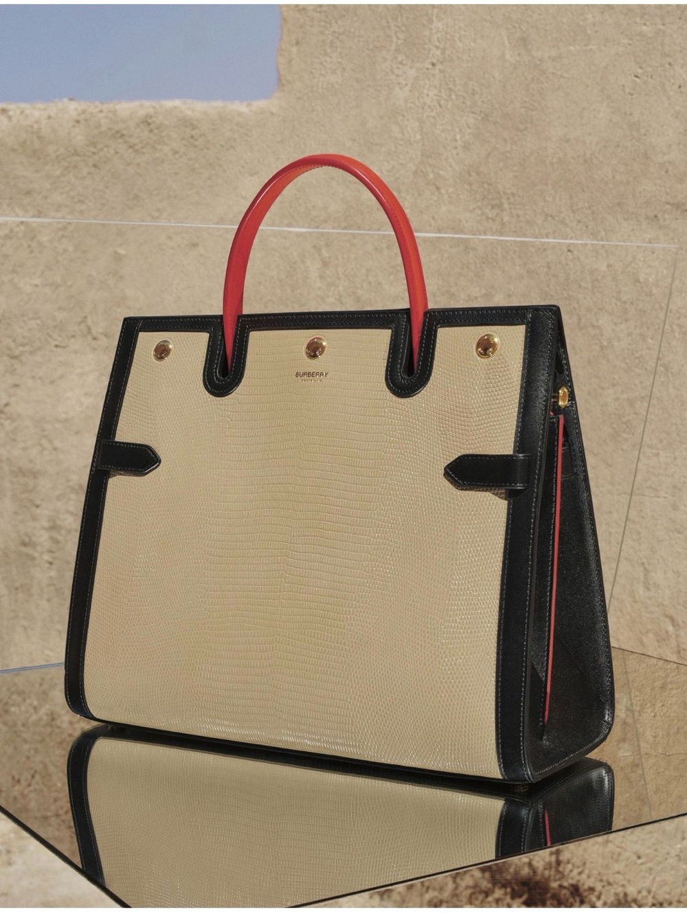 Burberry Medium Title Lizard Embossed Leather